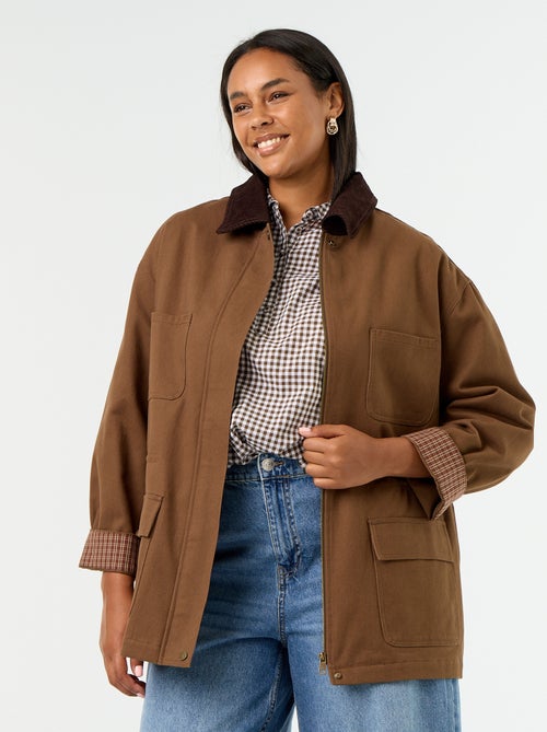 Jas van twill met ribfluwelen kraag - Kiabi