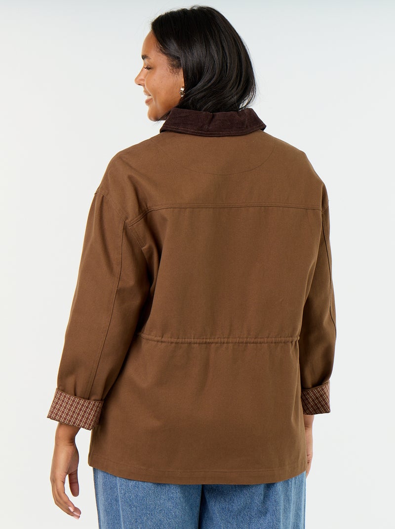 Jas van twill met ribfluwelen kraag Bruin - Kiabi