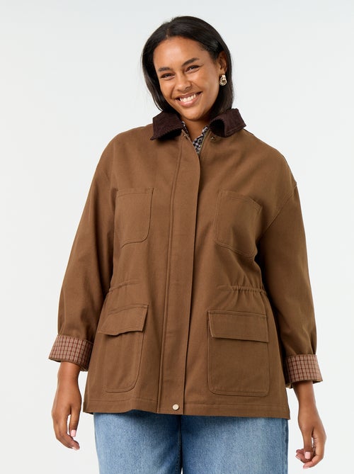 Jas van twill met ribfluwelen kraag - Kiabi