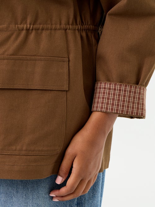 Jas van twill met ribfluwelen kraag - Kiabi
