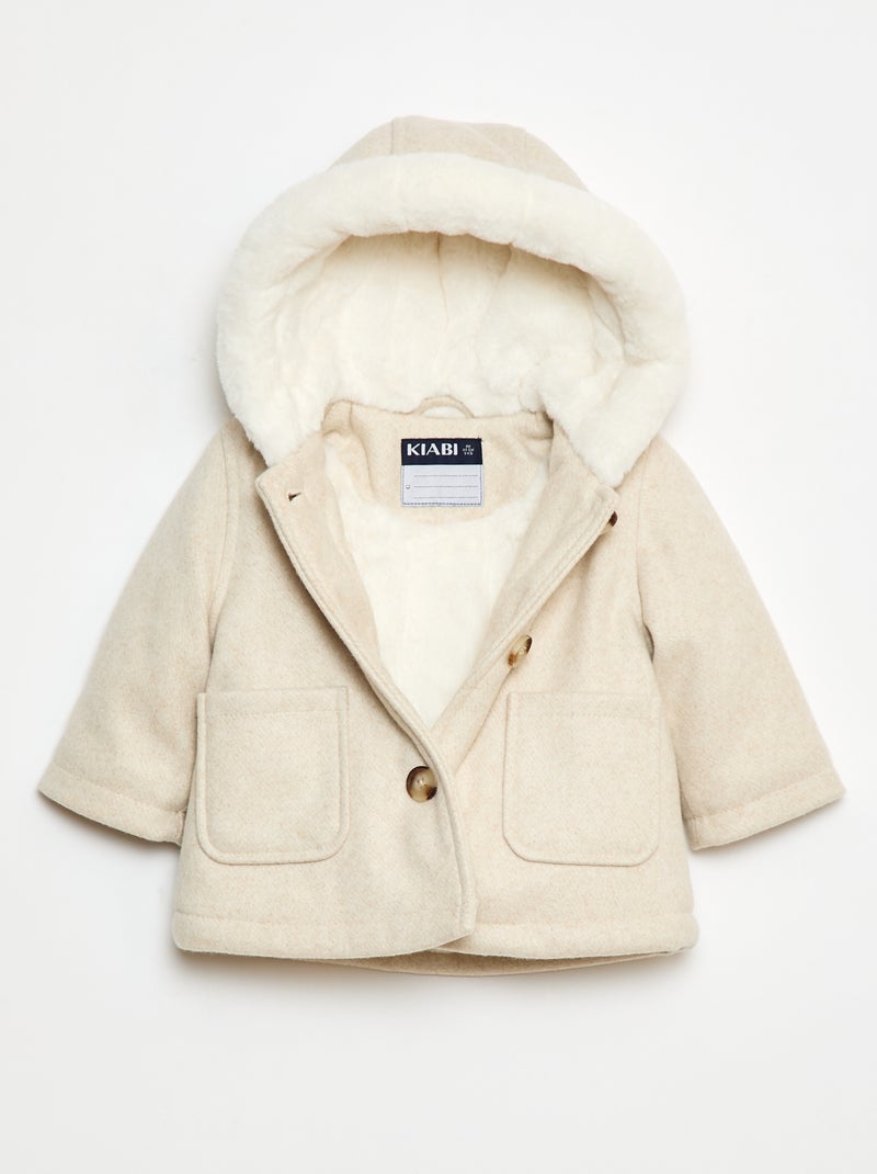 Jas van wolachtige stof Biege - Kiabi