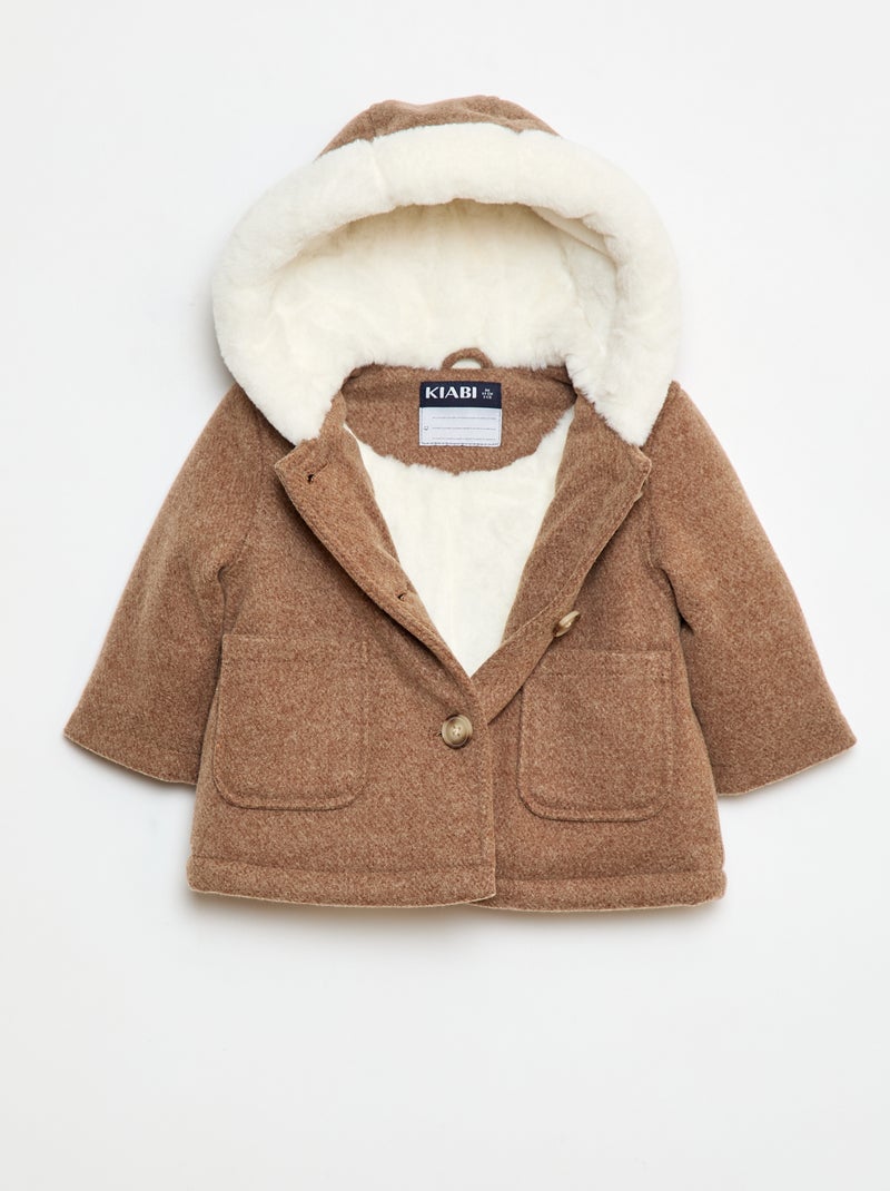 Jas van wolachtige stof Bruin - Kiabi