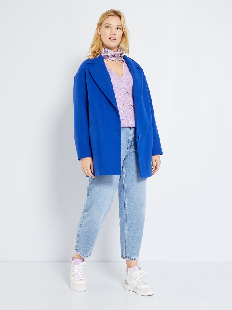 Jas van wollen stof BLAUW - Kiabi