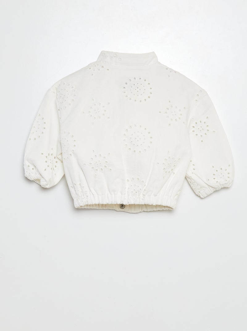 Jasje met broderie anglaise WIT - Kiabi