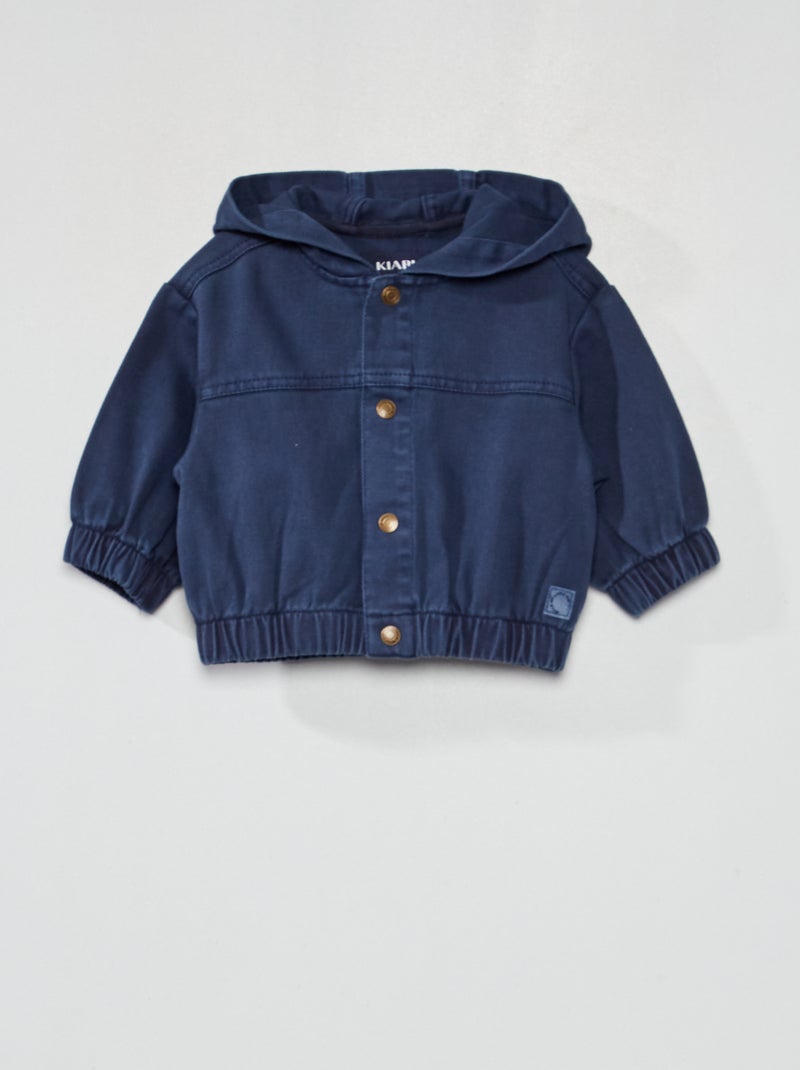 Jasje met capuchon van keperstof uit zuiver katoen donkerblauw - Kiabi
