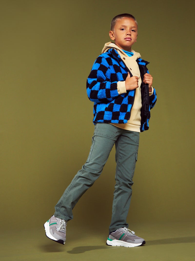 Jasje met schapenvacht effect met motiefje BLAUW - Kiabi