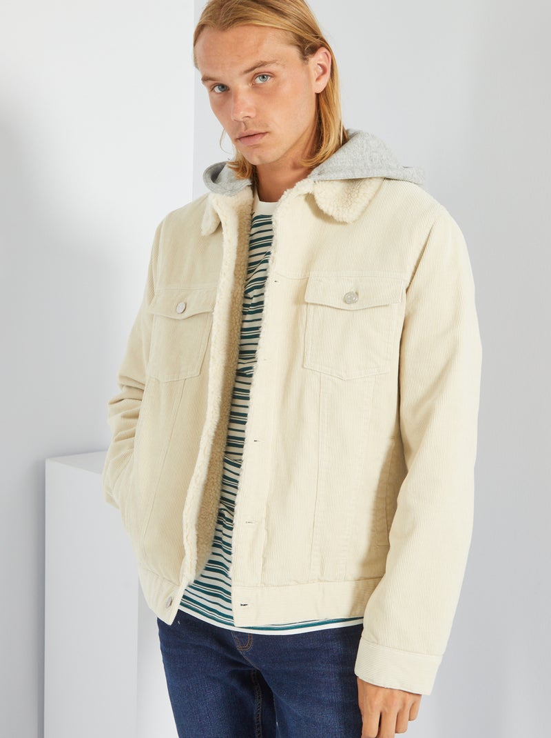 Jasje van corduroy met capuchon WIT - Kiabi