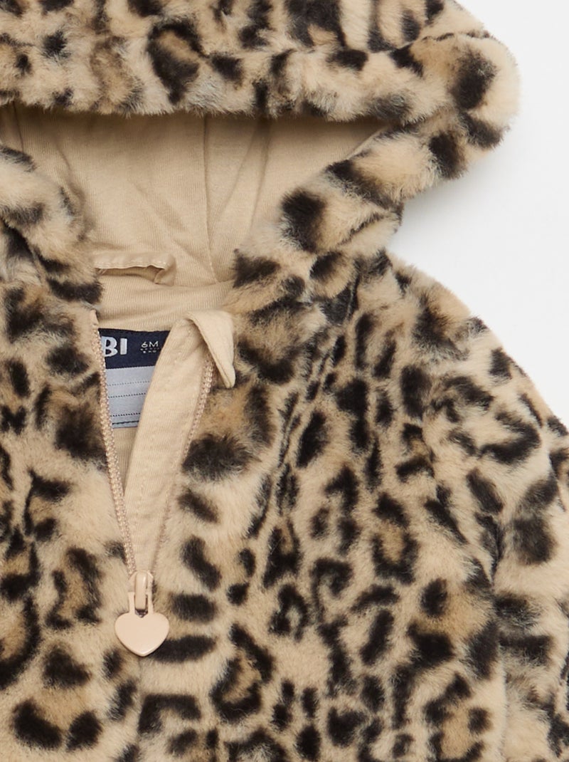 Jasje van imitatiebont met capuchon Bruin - Kiabi
