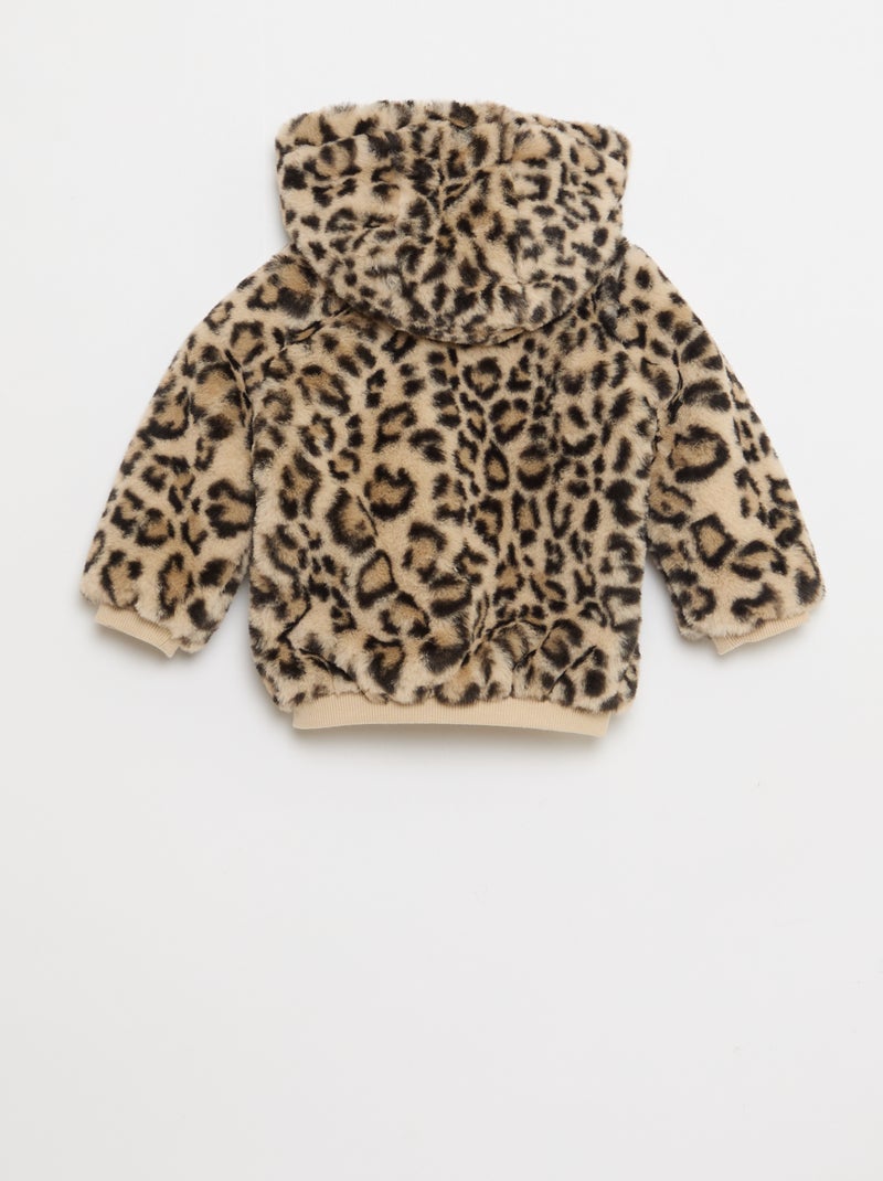 Jasje van imitatiebont met capuchon Bruin - Kiabi