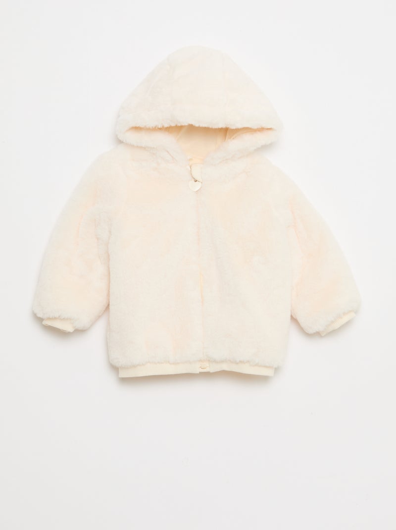 Jasje van imitatiebont met capuchon Wit - Kiabi