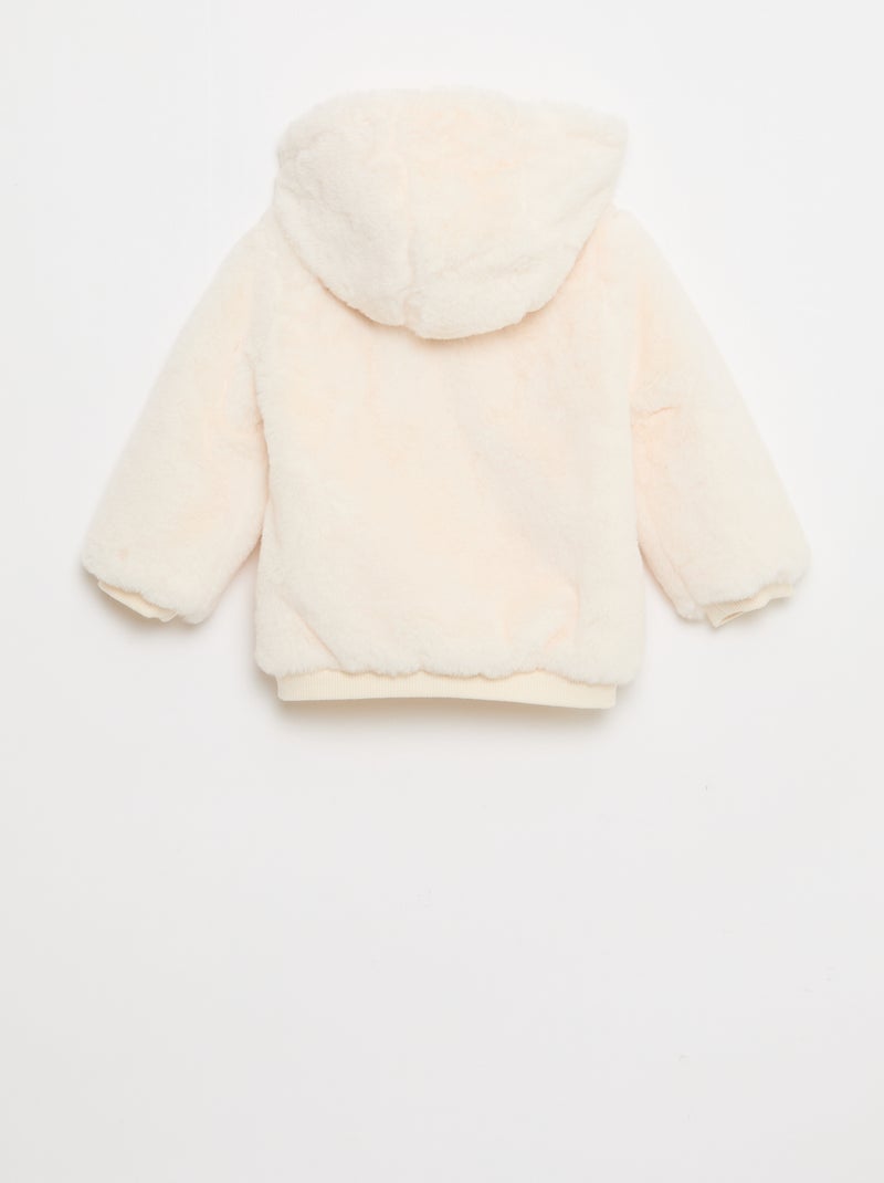 Jasje van imitatiebont met capuchon Wit - Kiabi