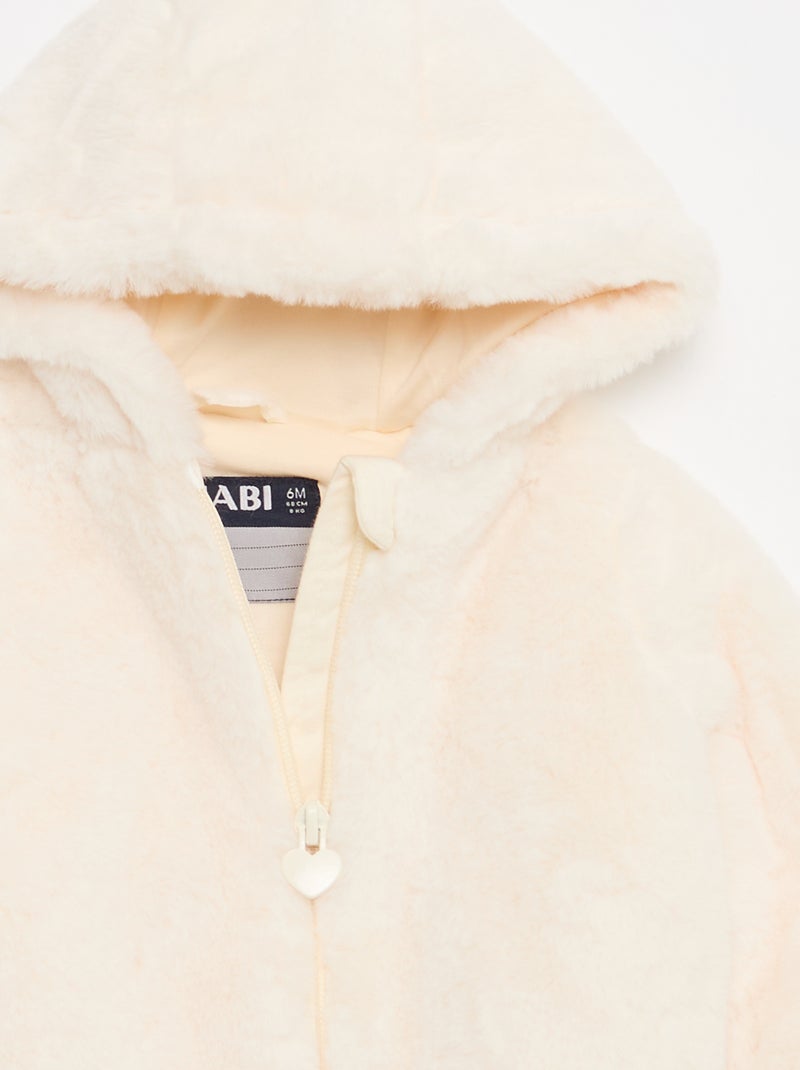 Jasje van imitatiebont met capuchon Wit - Kiabi