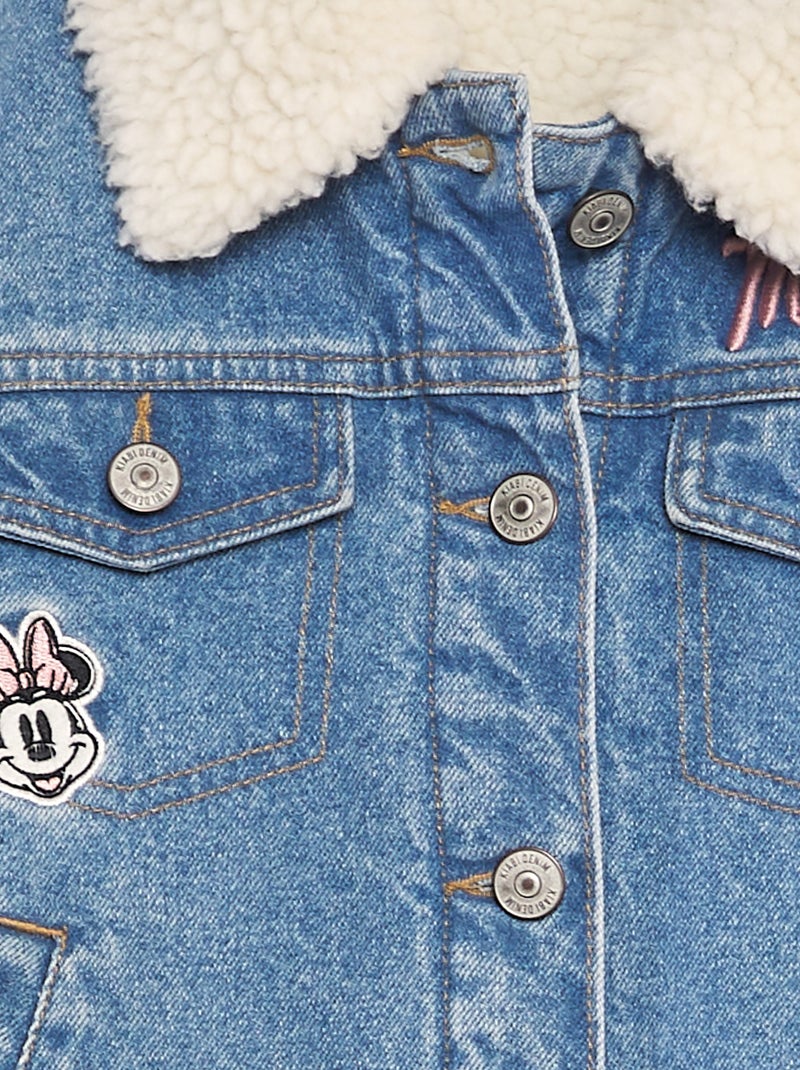 Jasje van spijkerstof en met schapenvacht effect 'Minnie' BLAUW - Kiabi