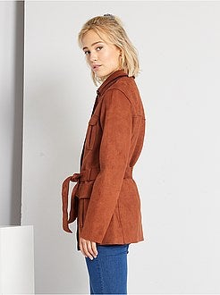 Jasje van suèdine met ceintuur - Kiabi