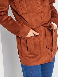 Jasje van suèdine met ceintuur - Kiabi