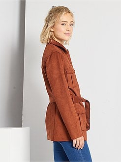 Jasje van suèdine met ceintuur - Kiabi