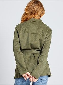 Jasje van suèdine met ceintuur - Kiabi