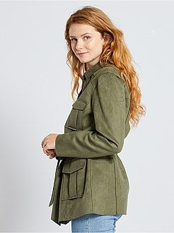 Jasje van suèdine met ceintuur - Kiabi