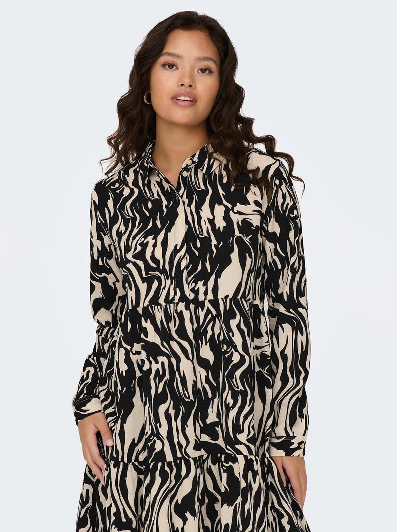 JDY - Korte overhemdjurk met zebraprint WIT - Kiabi