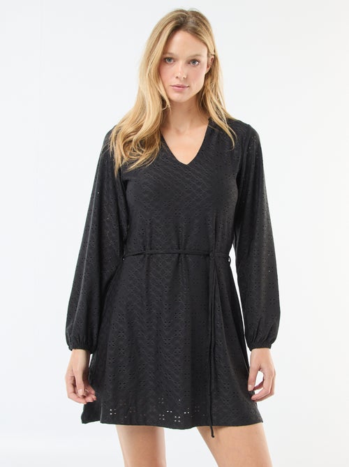 JDY | Jurk met lange mouw en Engels kant - Kiabi