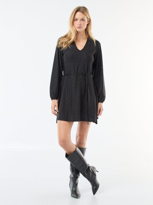 JDY | Jurk met lange mouw en Engels kant - Kiabi