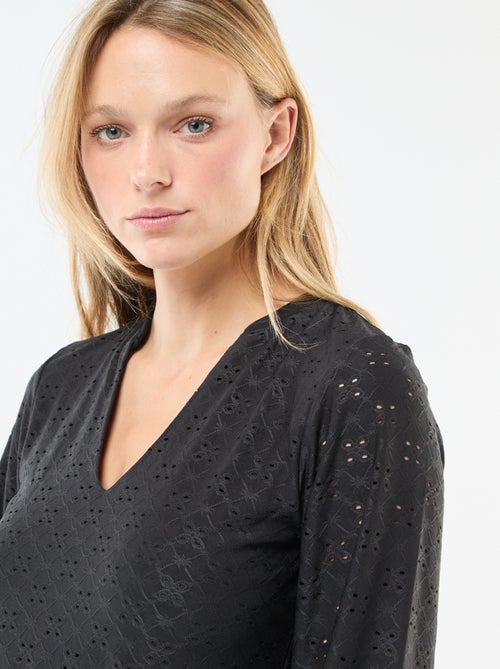 JDY | Jurk met lange mouw en Engels kant - Kiabi