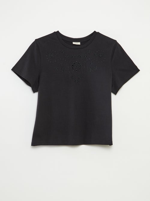 'JDY'-T-shirt met broderie anglaise - Kiabi