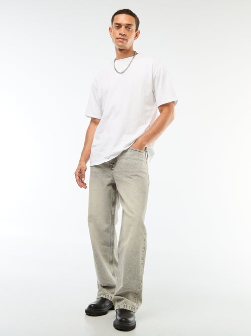 Jeans - wijd model / met wijde pijpen en 5 zakken - Kiabi