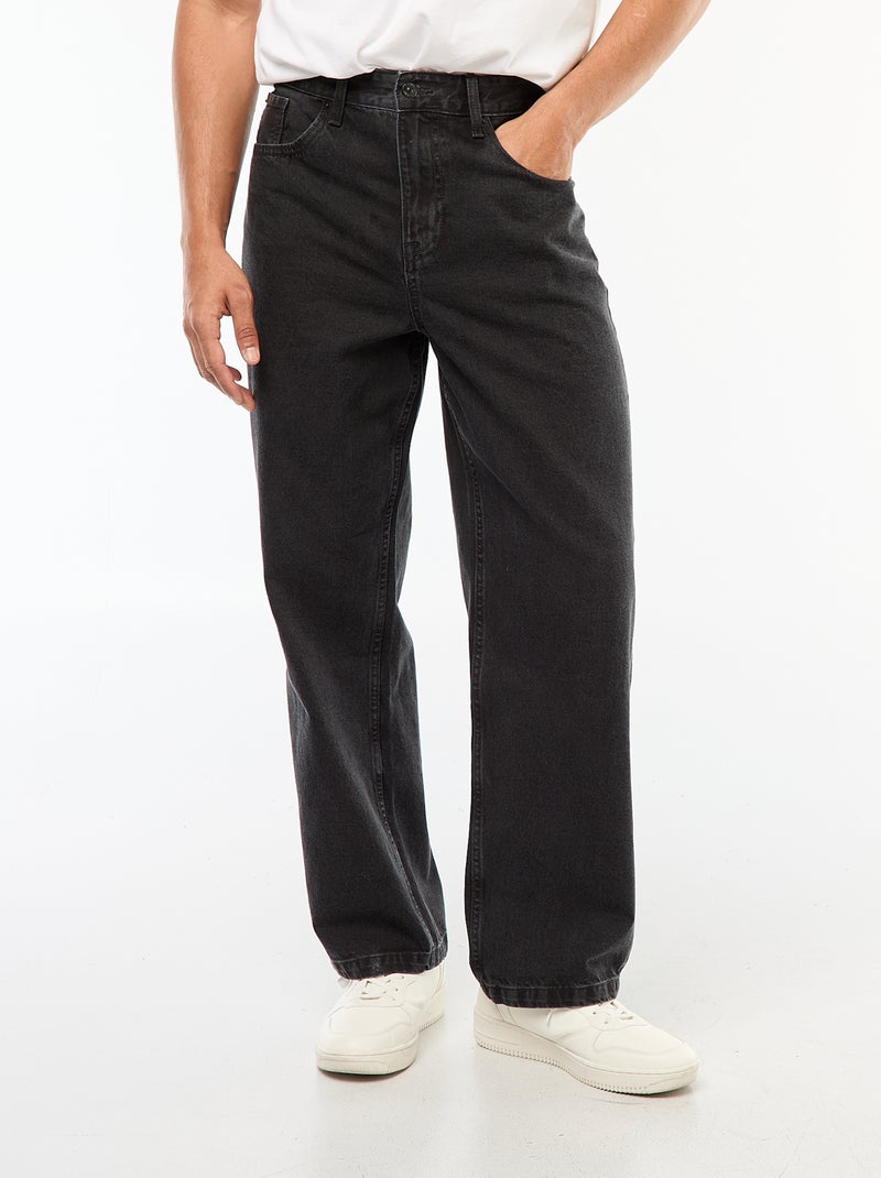 Jeans - wijd model / met wijde pijpen en 5 zakken Grijs - Kiabi