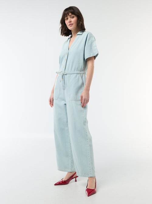 Jeans jumpsuit met korte mouwen - Kiabi
