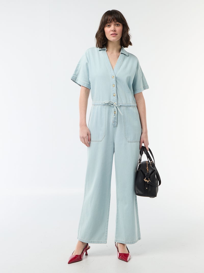 Jeans jumpsuit met korte mouwen Blauw - Kiabi