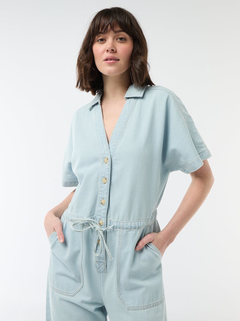 Jeans jumpsuit met korte mouwen Blauw - Kiabi