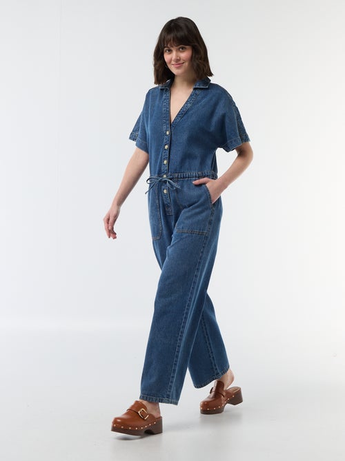 Jeans jumpsuit met korte mouwen - Kiabi