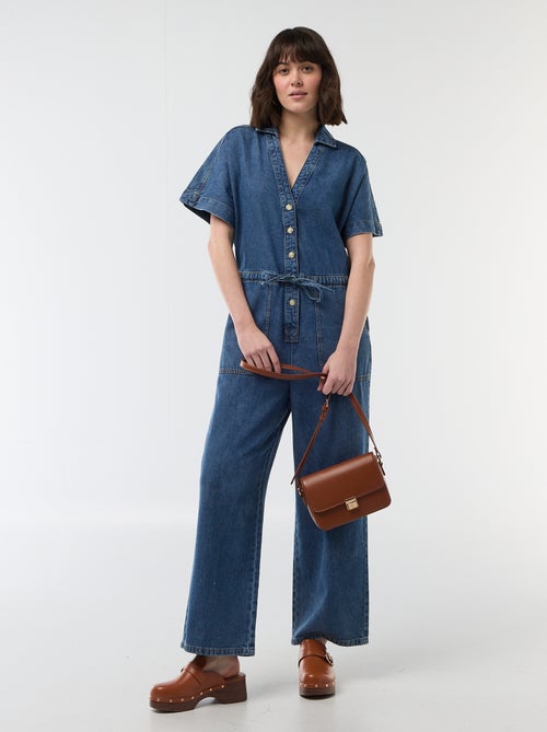 Jeans jumpsuit met korte mouwen - Kiabi