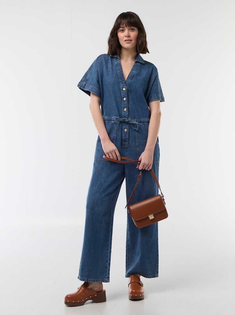 Jeans jumpsuit met korte mouwen Blauw - Kiabi