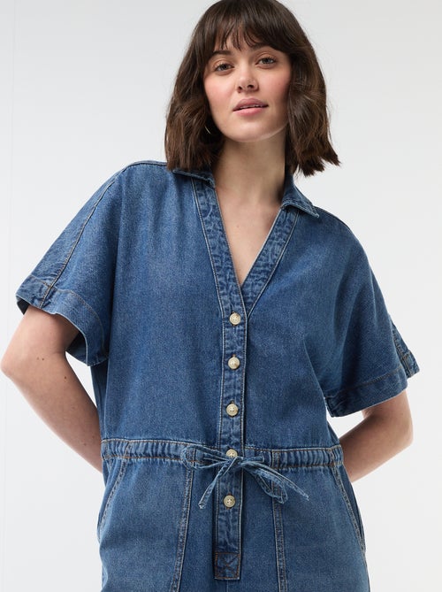 Jeans jumpsuit met korte mouwen - Kiabi