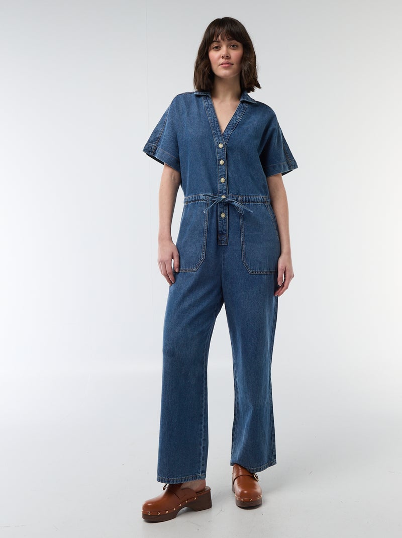 Jeans jumpsuit met korte mouwen Blauw - Kiabi