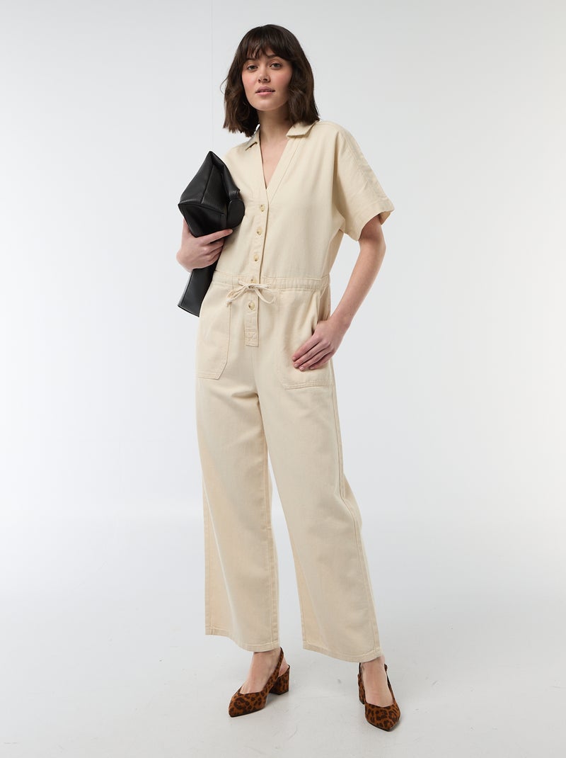 Jeans jumpsuit met korte mouwen Wit - Kiabi