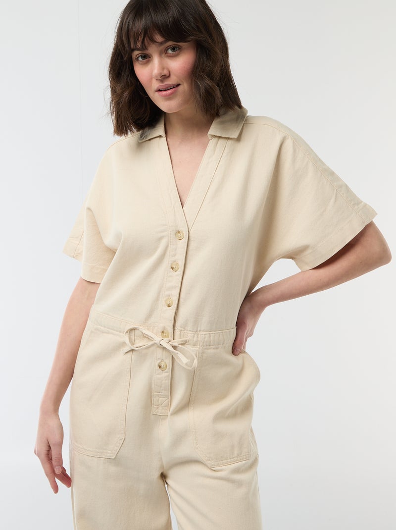 Jeans jumpsuit met korte mouwen Wit - Kiabi