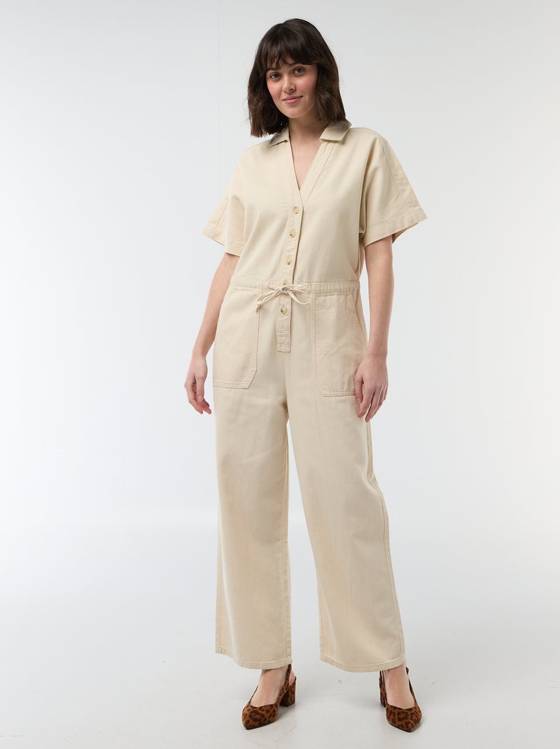 Jeans jumpsuit met korte mouwen Wit - Kiabi