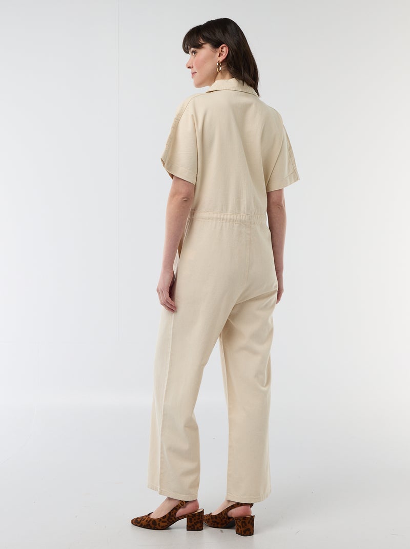 Jeans jumpsuit met korte mouwen Wit - Kiabi