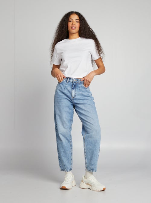 Jeans met bolle pijpen en hoge taille - Kiabi