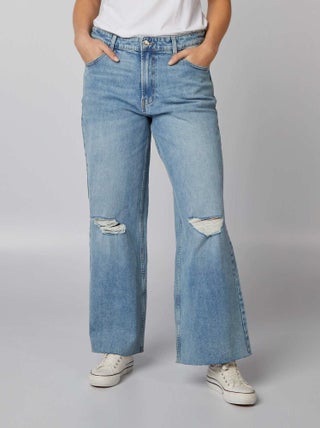 Jeans met brede pijpen en hoge taille
