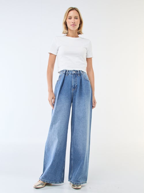 Jeans met brede pijpen en hoge taille - Kiabi