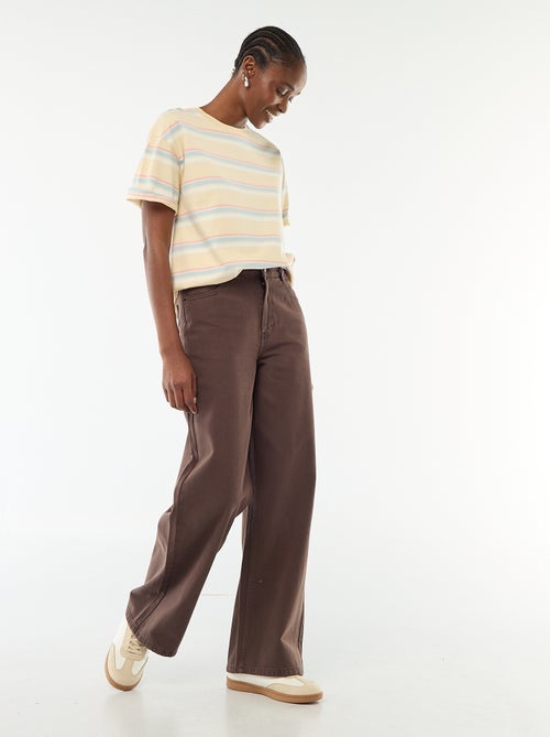 Jeans met brede pijpen en hoge taille - Kiabi