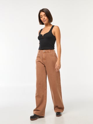 Jeans met brede pijpen en hoge taille