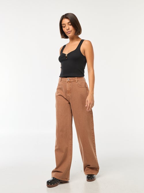 Jeans met brede pijpen en hoge taille - Kiabi