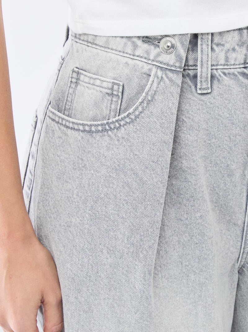 Jeans met brede pijpen en hoge taille Grijs - Kiabi