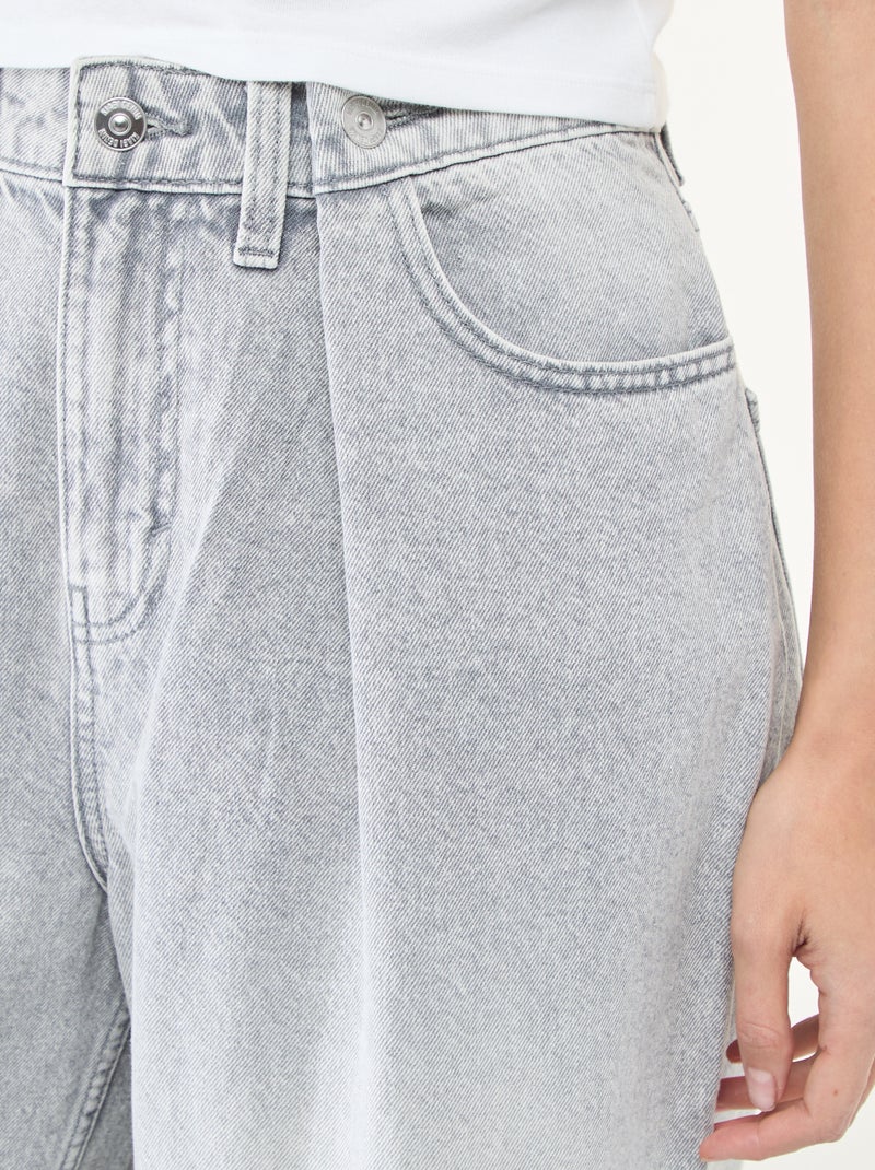 Jeans met brede pijpen en hoge taille Grijs - Kiabi