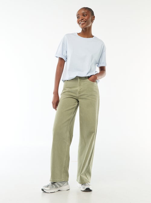 Jeans met brede pijpen en hoge taille - Kiabi